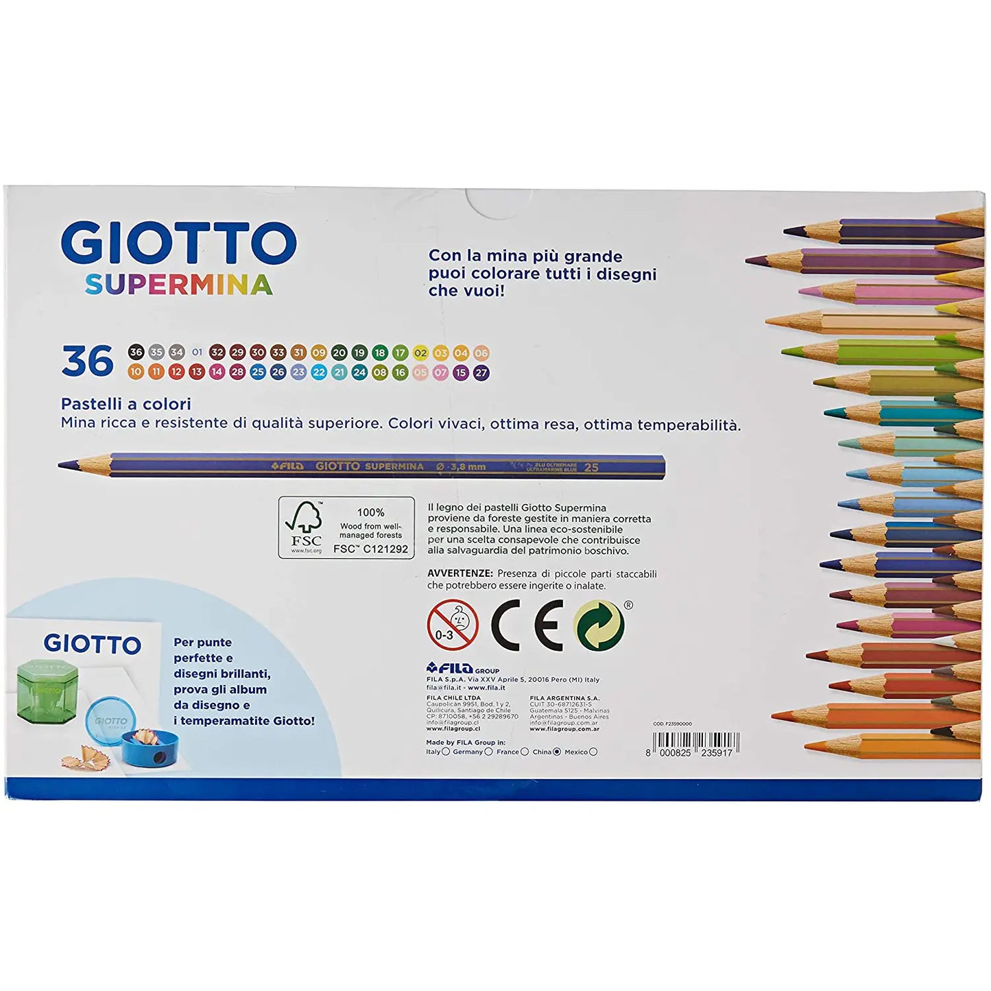 Giotto Supermina Pastelli a Colori 36 Pezzi