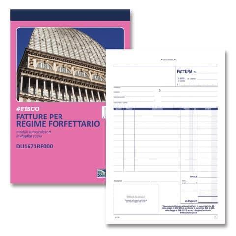 DATA UFFICIO - BLOCCO FATTURE PER REGIME FORFETTARIO in DUPLICE COPIA 21x14,8 cm. - DU1671RF000